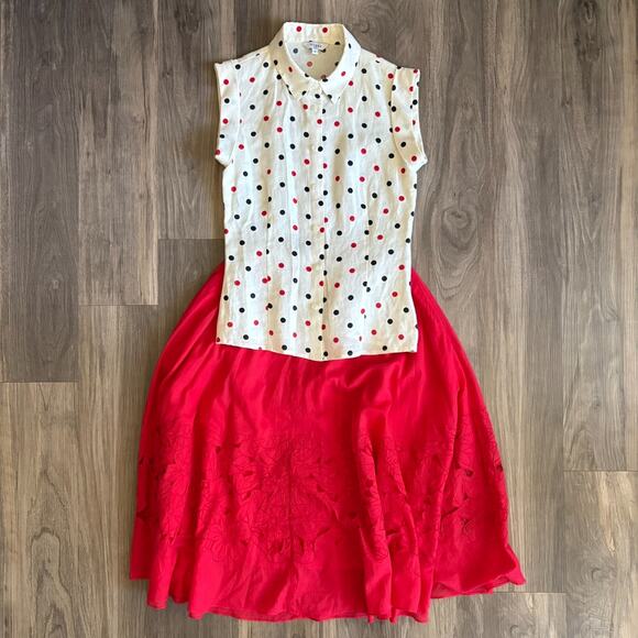 Hobbs London Skirt Size UK8 US4 & Top Size UK8 US4 Red Floral Polka Dot - Picture 1 of 8